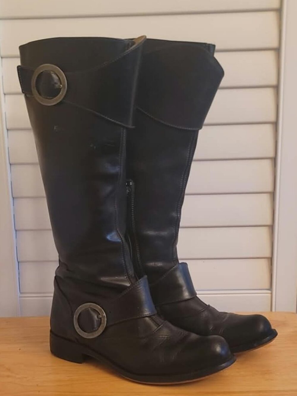 John Fluevog Adrian's Heidi black leather equestrian knee-high boots